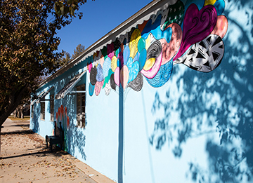 photo of mural on coffee shop wall