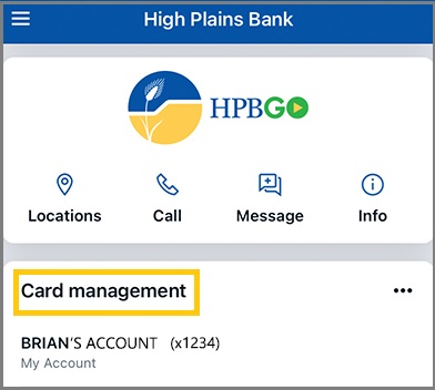 Card Management landing page screenshot