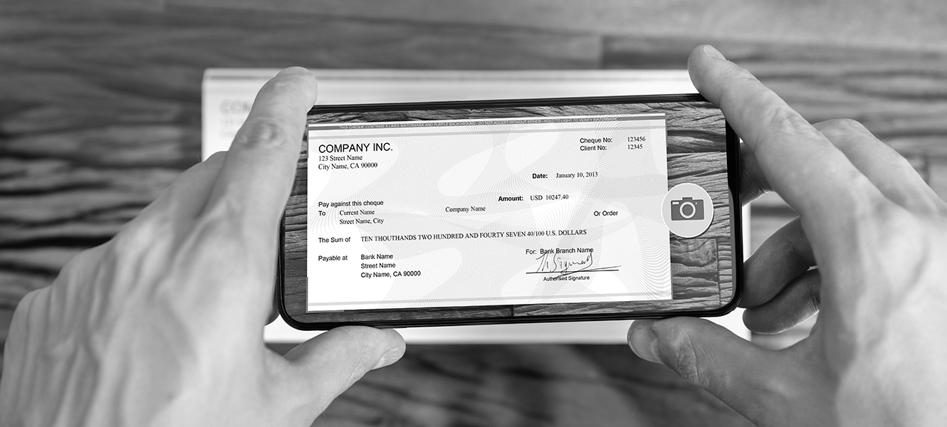 taking photo of check for mobile deposit