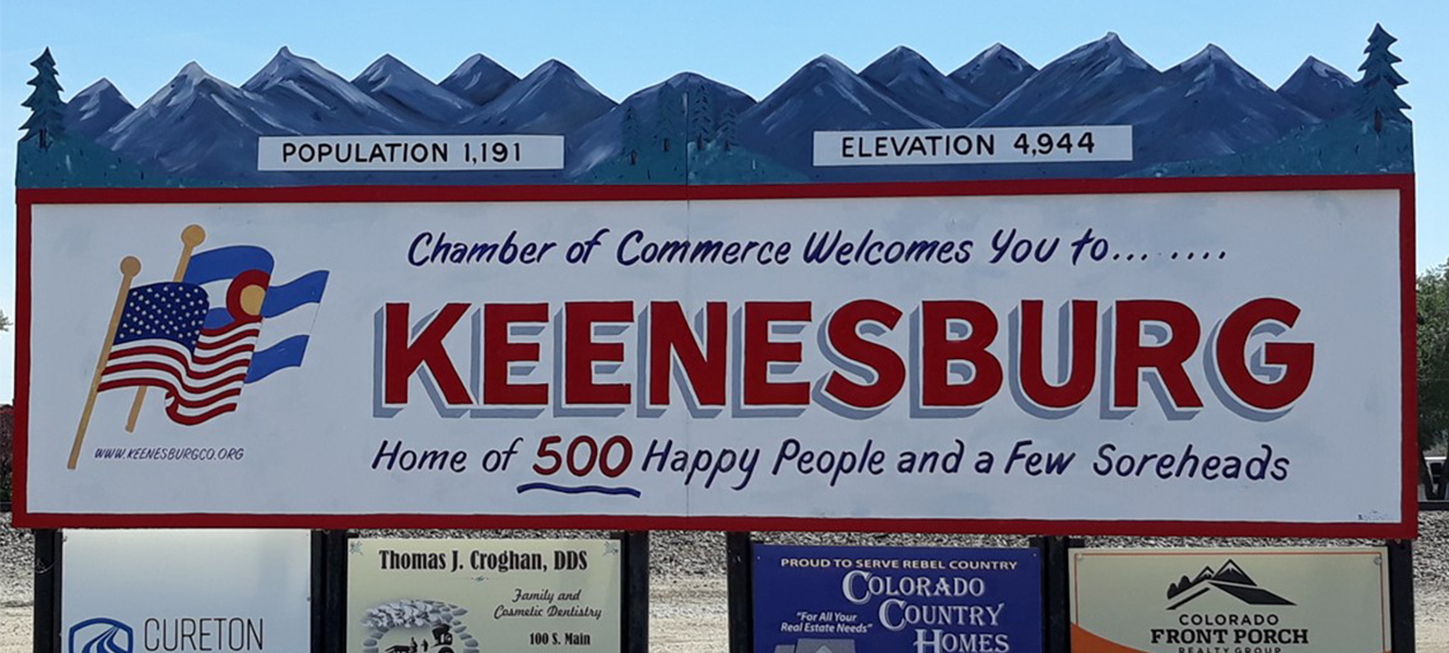 Keenesburg Colorado town sign