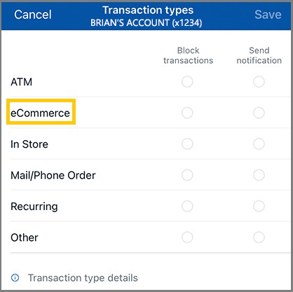 Screenshot Transaction Types