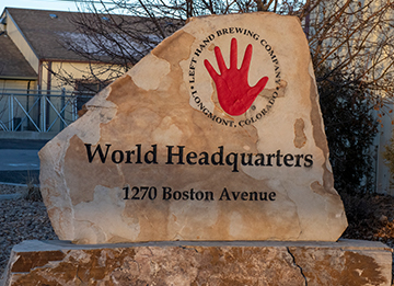 Left Hand Brewing Company Stone World Headquarters sign